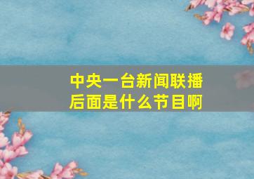 中央一台新闻联播后面是什么节目啊