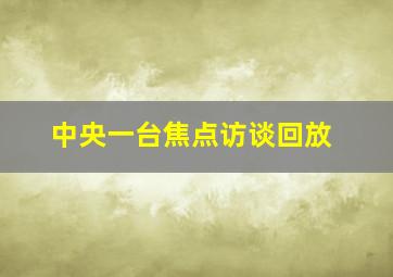 中央一台焦点访谈回放