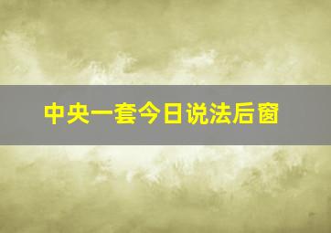 中央一套今日说法后窗