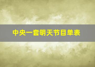 中央一套明天节目单表