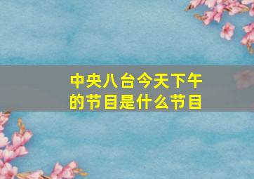 中央八台今天下午的节目是什么节目