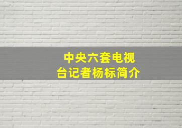 中央六套电视台记者杨标简介