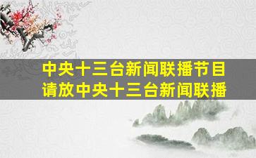 中央十三台新闻联播节目请放中央十三台新闻联播