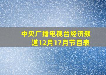 中央广播电视台经济频道12月17月节目表