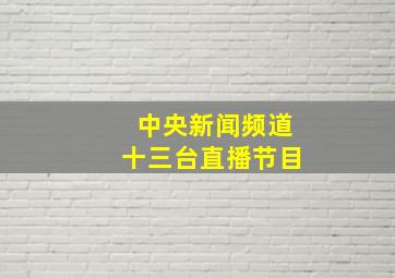 中央新闻频道十三台直播节目