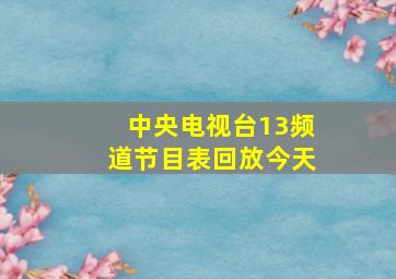 中央电视台13频道节目表回放今天