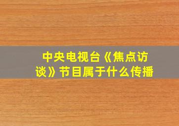 中央电视台《焦点访谈》节目属于什么传播