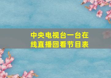 中央电视台一台在线直播回看节目表