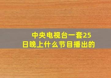 中央电视台一套25日晚上什么节目播出的