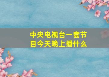 中央电视台一套节目今天晚上播什么