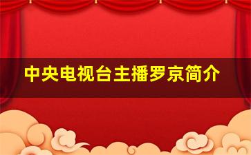 中央电视台主播罗京简介