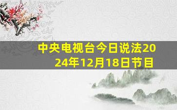 中央电视台今日说法2024年12月18日节目