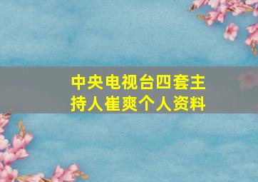 中央电视台四套主持人崔爽个人资料