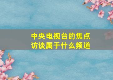 中央电视台的焦点访谈属于什么频道