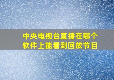 中央电视台直播在哪个软件上能看到回放节目