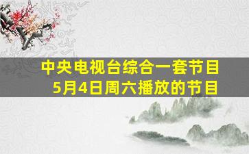 中央电视台综合一套节目5月4日周六播放的节目