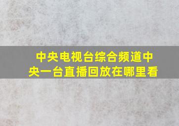 中央电视台综合频道中央一台直播回放在哪里看