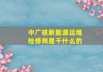 中广核新能源运维检修岗是干什么的