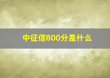 中征信800分是什么