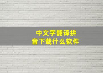 中文字翻译拼音下载什么软件