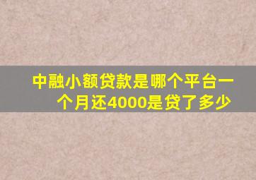 中融小额贷款是哪个平台一个月还4000是贷了多少