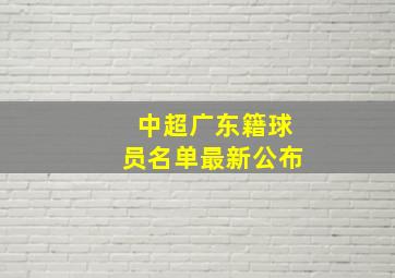 中超广东籍球员名单最新公布