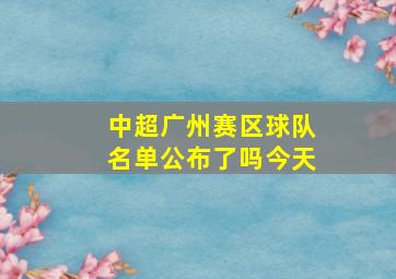 中超广州赛区球队名单公布了吗今天