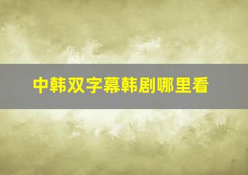 中韩双字幕韩剧哪里看