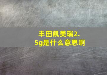 丰田凯美瑞2.5g是什么意思啊