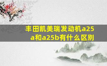 丰田凯美瑞发动机a25a和a25b有什么区别