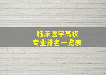 临床医学高校专业排名一览表