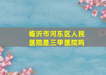 临沂市河东区人民医院是三甲医院吗