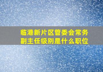 临港新片区管委会常务副主任级别是什么职位