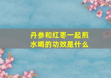 丹参和红枣一起煎水喝的功效是什么