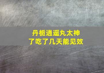 丹栀逍遥丸太神了吃了几天能见效