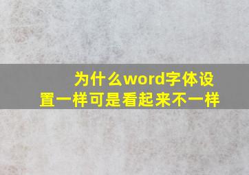 为什么word字体设置一样可是看起来不一样