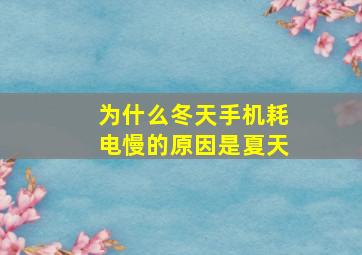 为什么冬天手机耗电慢的原因是夏天