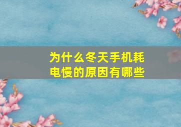 为什么冬天手机耗电慢的原因有哪些