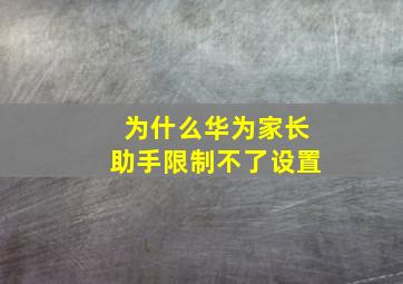 为什么华为家长助手限制不了设置