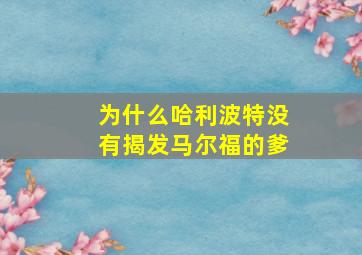 为什么哈利波特没有揭发马尔福的爹