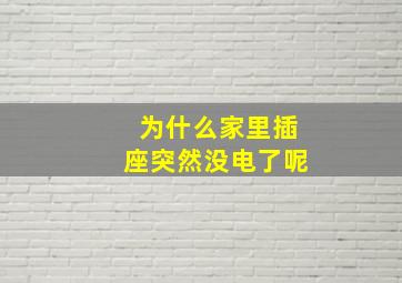 为什么家里插座突然没电了呢