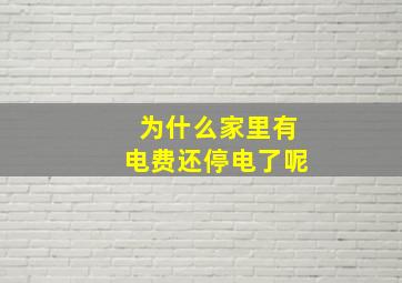 为什么家里有电费还停电了呢