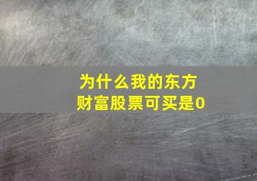 为什么我的东方财富股票可买是0