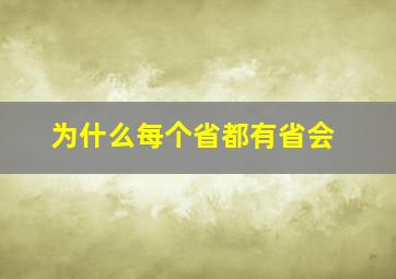 为什么每个省都有省会