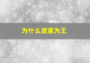 为什么渠道为王