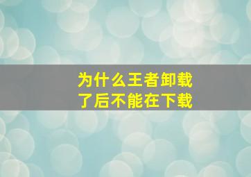 为什么王者卸载了后不能在下载