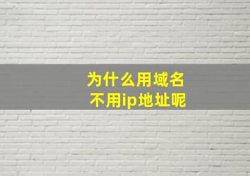 为什么用域名不用ip地址呢