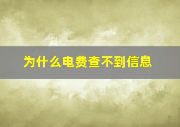 为什么电费查不到信息