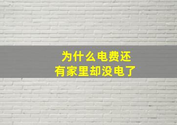 为什么电费还有家里却没电了