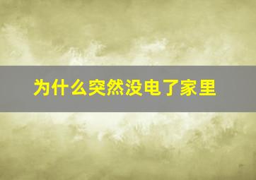 为什么突然没电了家里